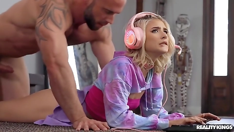 Slutty blonde slut ride playgirl has a huge cock