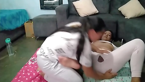 Mature woman aidog hoops and a younger