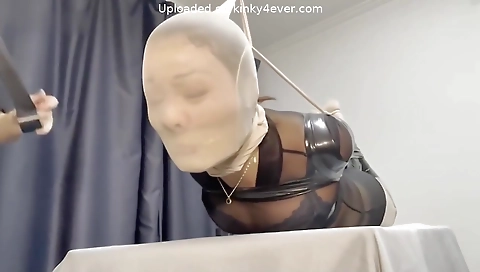 Sexy girl fucked by a dildo and seams