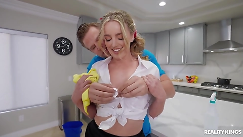 Sexy blonde girl's pussy on a big dick